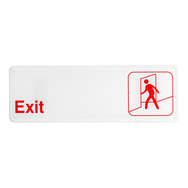 Lavex Exit Sign - Red and White, 9" x 3"