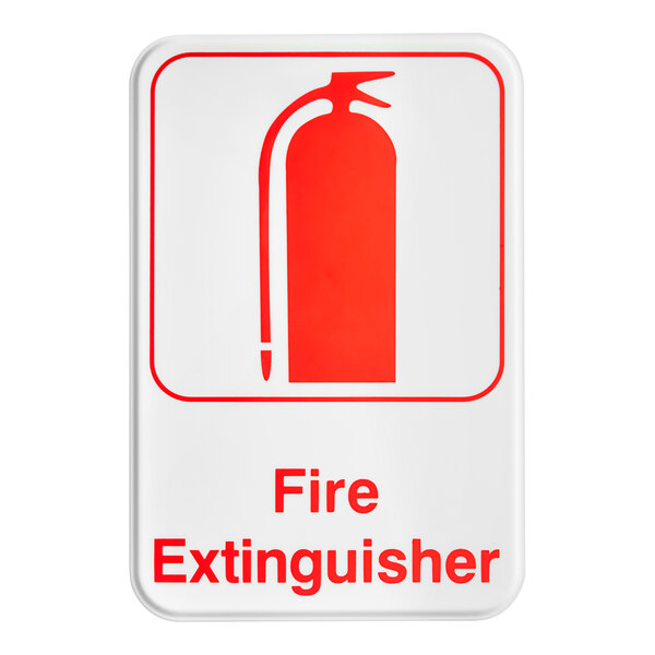 Lavex Fire Extinguisher Sign - Red and White, 9" x 6"