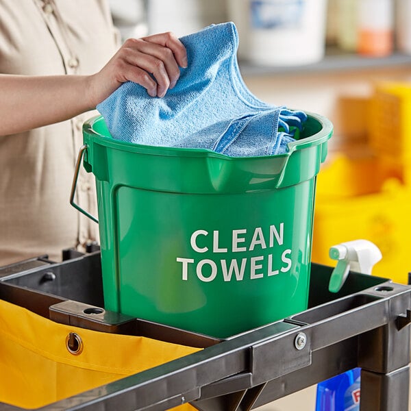 Lavex 14 Qt. Green Round "Clean Towels" Bucket
