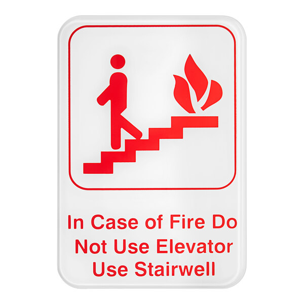 Lavex In Case Of A Fire Do Not Use Elevator, Use Stairwell Sign - Red and White, 9" x 6"