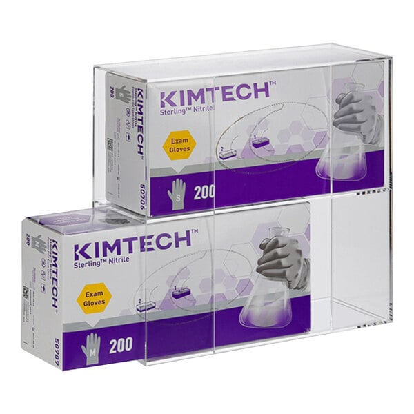 Kantek Easy-Swap 10 3/4" x 4" x 10 1/4" Clear Acrylic Double Glove Dispenser