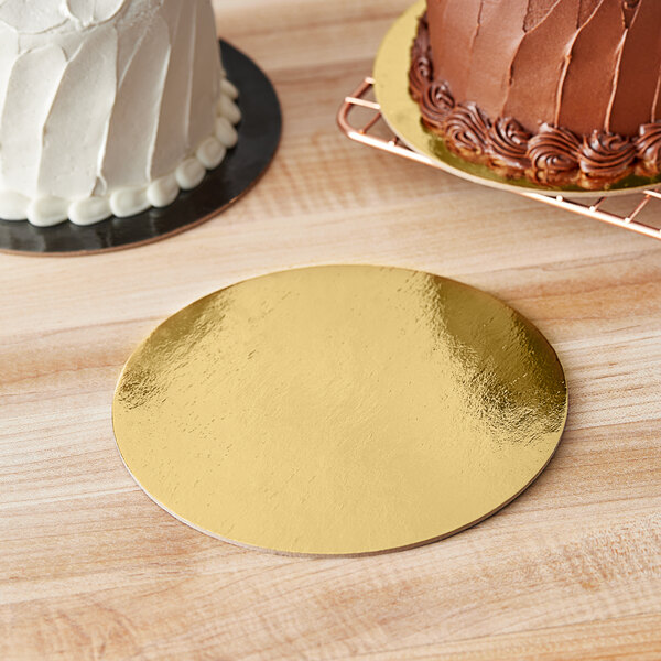 Enjay 6" Round Reversible Gold / Black Single Serve Dessert Board - 85/Case