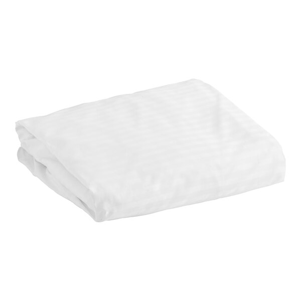 Garnier-Thiebaut Cambridge T-250 White Percale Weave Cotton / Polyester Fitted Sheet