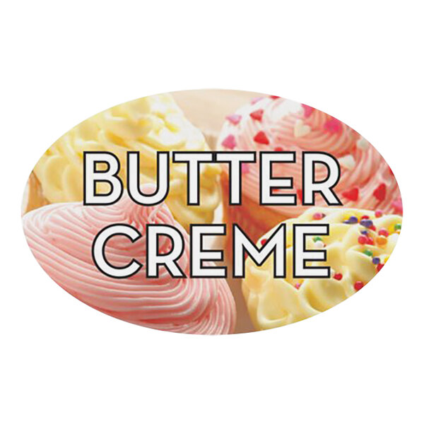 Bollin 1 1/4" x 2" Oval Permanent Butter Creme Bakery Label - 500/Roll