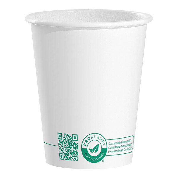 Solo ProPlanet 10 oz. White Compostable Single Wall PLA Paper Hot Cup - 50/Pack