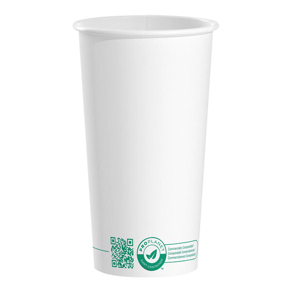 Solo ProPlanet 20 oz. White Compostable Single Wall PLA Paper Hot Cup - 600/Case