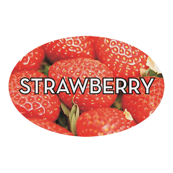 Bollin 1 1/4" x 2" Oval Permanent Strawberry Bakery Label - 500/Roll