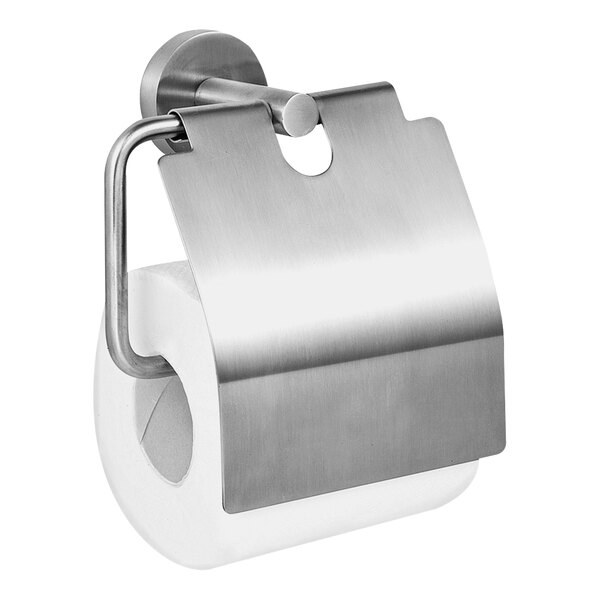 American Specialties, Inc. 10-7314-H Satin Stainless Steel Surface-Mounted Bail-Type Single Roll Toilet Tissue Holder with Hood