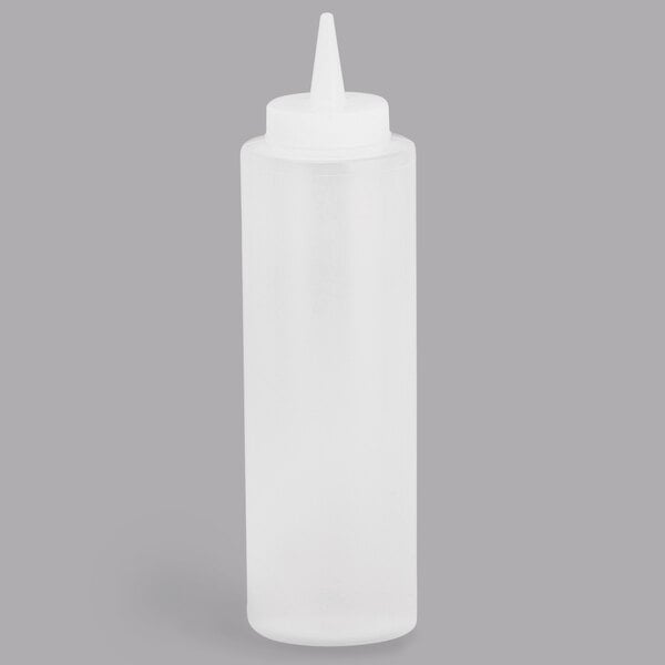 Tablecraft 124C-1 24 oz. Clear Cone Tip Squeeze Bottle with 38 mm Opening - 12/Pack