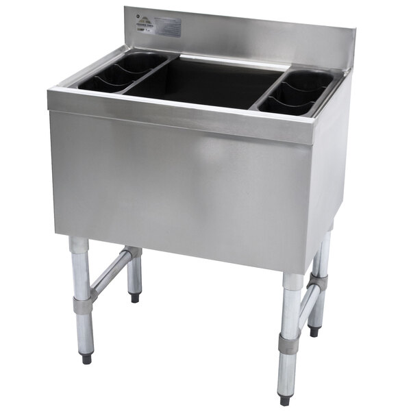 Advance Tabco SLI-12-30-10 Stainless Steel Underbar Ice Bin with 10-Circuit Cold Plate - 30" x 18"