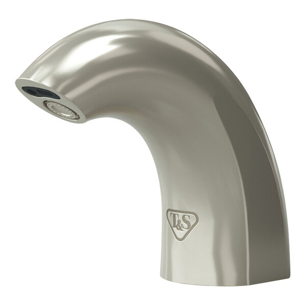 T&S WaveCrest ECW-3158-BN Brushed Nickel Deck Mount Sensor Faucet with 4" Compact Cast Spout and 0.5 GPM Vandal-Resistant Non-Aerated Spray Device