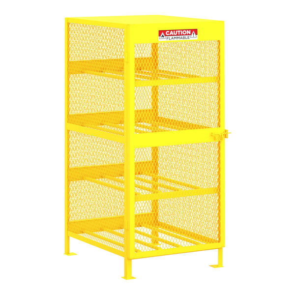 Valley Craft 32" x 40" x 71" Yellow Horizontal Gas Cylinder Cabinet F89046 - 8 Cylinder Capacity