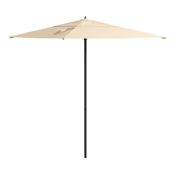 Lancaster Table & Seating 6 1/2' Square Sand Push Lift Black Aluminum Umbrella