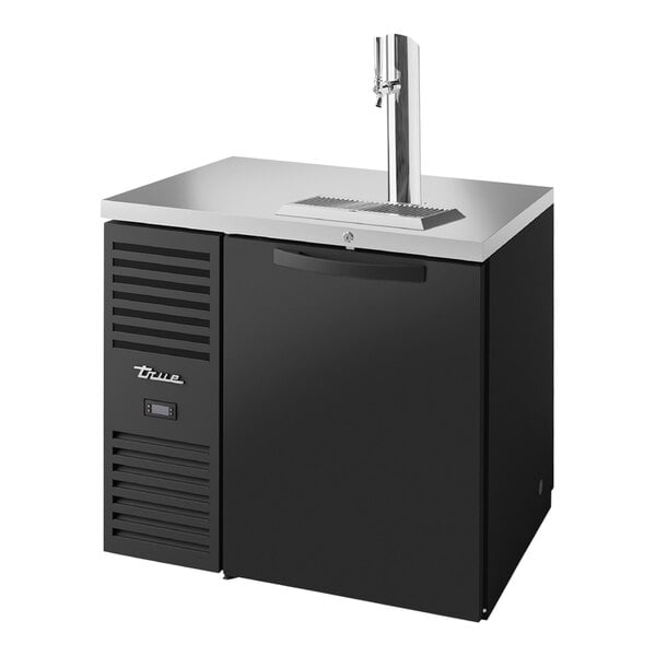 True TDR36-PTSZ1-L-B-S-S-1 36" Single Tap Kegerator Pass-Through Beer Dispenser - Black, (1) 1/2 Keg Capacity