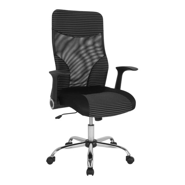 Flash Furniture Milford Black / White Mesh High-Back Swivel Ergonomic Office Chair with Chrome Base and Flip-Up Arms