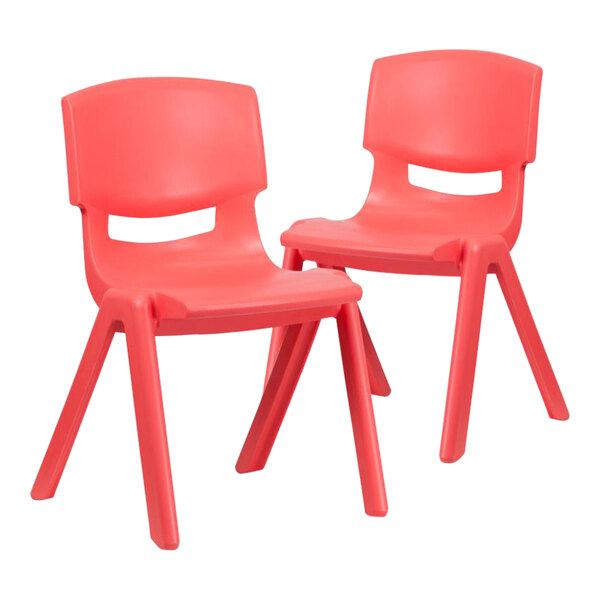 Flash Furniture Whitney 15 1/2" Red Plastic Stackable Chair Set - 2/Set