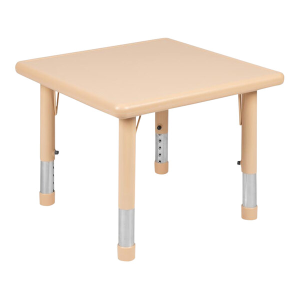 Flash Furniture Wren 14 1/2"-23 3/4" Adjustable Height Square Natural Plastic Classroom Activity Table