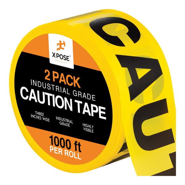 Xpose Safety 3" x 1000' Yellow / Black Industrial Grade "Caution" Safety Tape PCT-2-X-S - 2/Pack