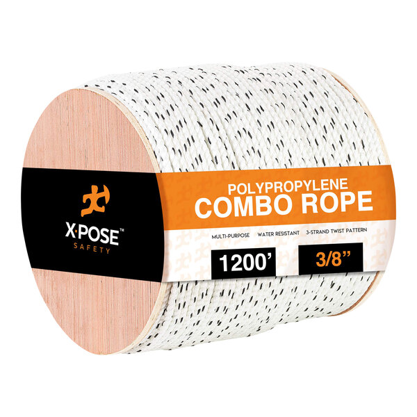 Xpose 3/8" x 1,200' White / Red Polypropylene Combo Rope PCR38-1200-X
