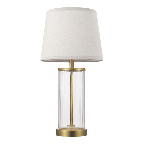 Globe 19 3/4" Glam Matte Brass Table Lamp with Fillable Ribbed Glass Base - 120V, 60W