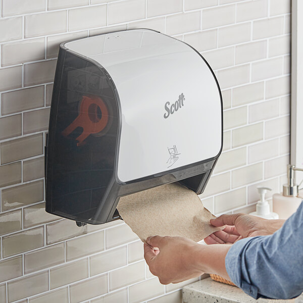 Scott® Slimroll 47259 White / Black Wall Mount Automatic Paper Towel Dispenser