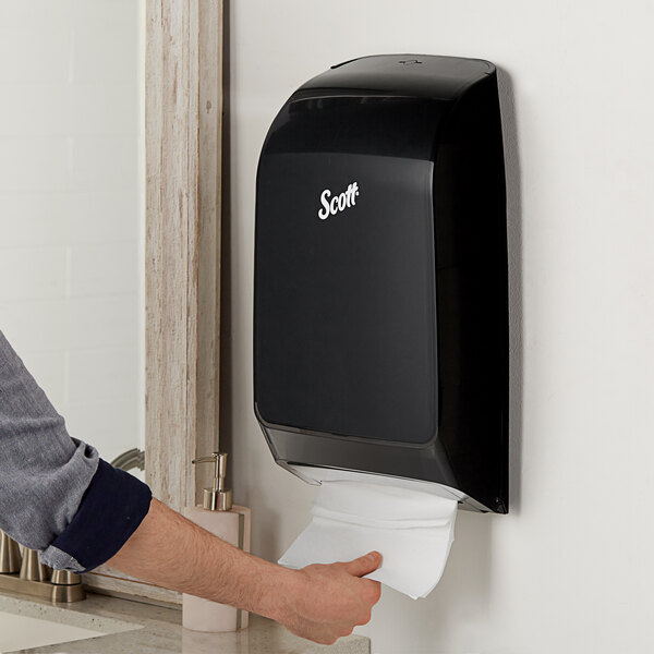 Scott® Scottfold 39711 Black Wall Mount C-Fold / Multifold Automatic Paper Towel Dispenser