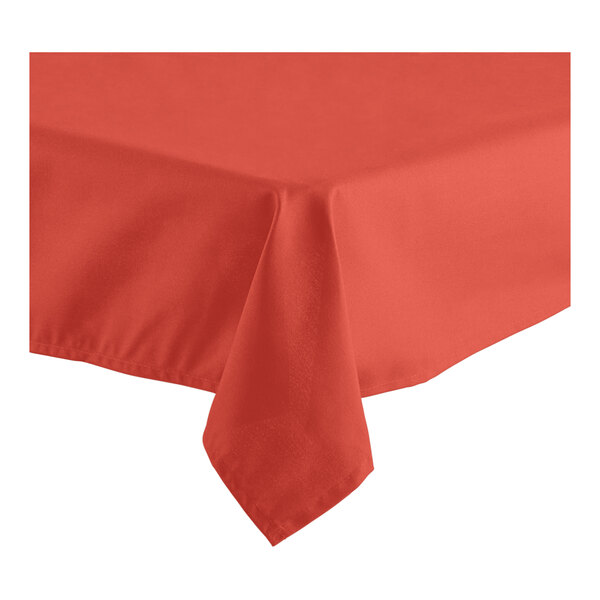 Oxford 54" x 96" Rectangular Rust 100% Spun Polyester Hemmed Cloth Table Cover - 12/Case