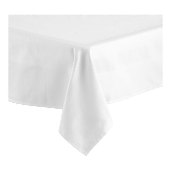 Oxford Square White 55% Cotton / 45% Polyester Hemmed Cloth Table Cover with Satin Band