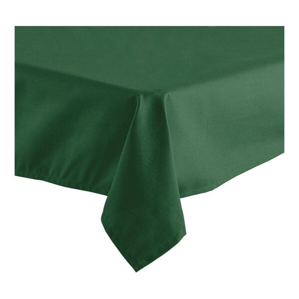 Oxford 54" x 96" Rectangular Hunter Green 100% Spun Polyester Hemmed Cloth Table Cover - 12/Case