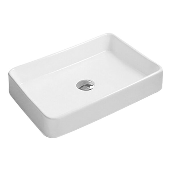 Ruvati RVB2416 Vista 24" x 16" White Vitreous Porcelain Ceramic Rectangular Above-Counter Bathroom Vessel Sink