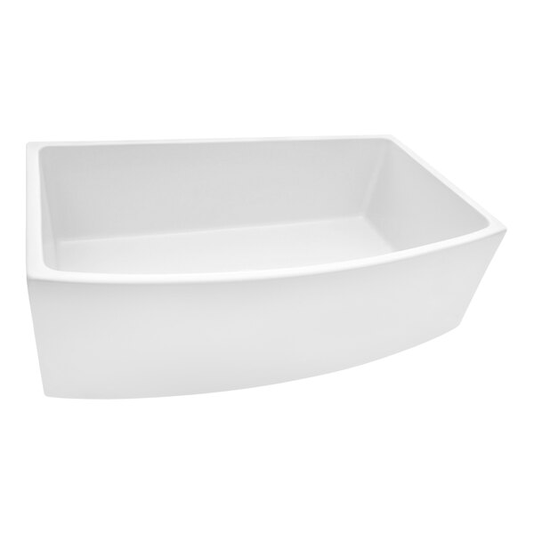 Ruvati RVL2398WH Fiamma 33" x 20" White Fireclay Farmhouse Apron-Front Sink with Curved Bow Front