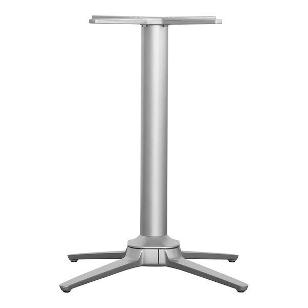 NOROCK Esplanade 27" x 27" Metallic Silver Powder-Coated Aluminum Self-Stabilizing Outdoor / Indoor Bar Height Table Base