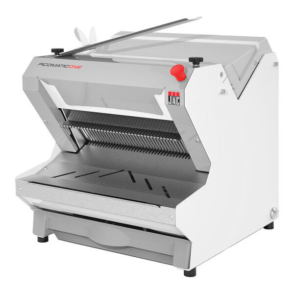 JAC Picomatic One 450 Electric Automatic Gravity Feed Countertop Bread Slicer - 1" Slice Thickness, 17 5/16" Maximum Loaf Length - 120V, 490W