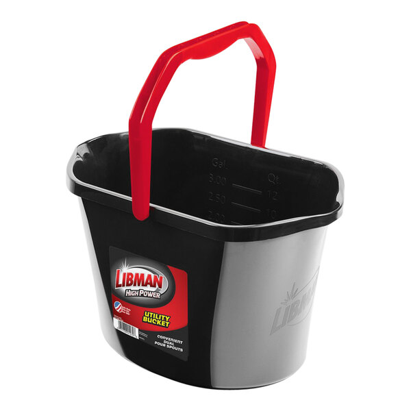 Libman 1272 3.5 Gallon Black Oval Utility Bucket - 4/Case