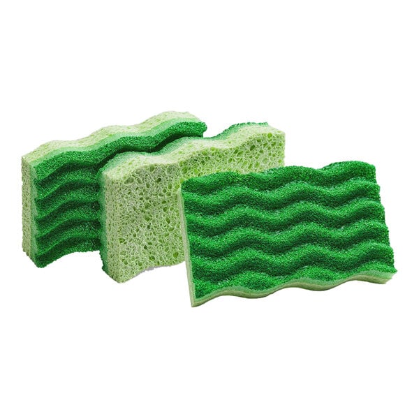 Libman 1076 Green All-Purpose Cellulose Scouring Sponge - 24/Case