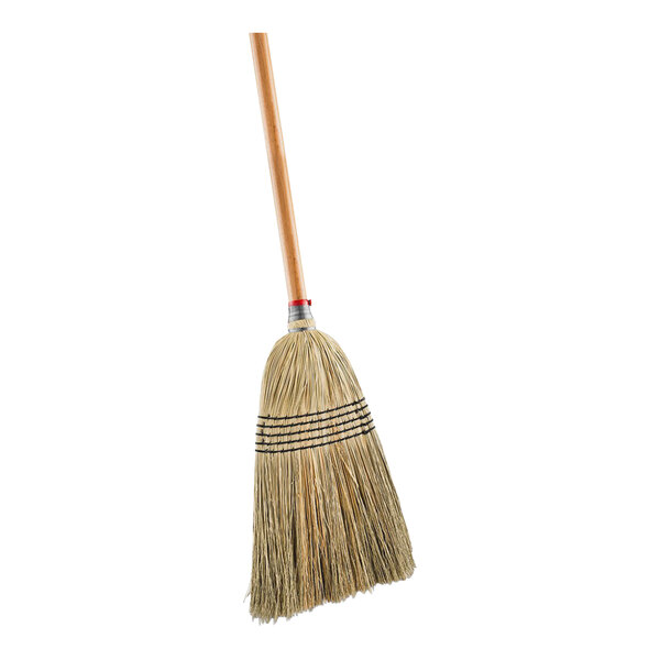 Libman 1335 12 1/2" Janitor Corn Broom with Wooden Handle - 6/Case
