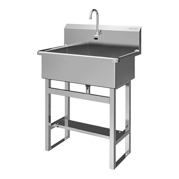 Sani-Lav 532FB-0.5 31" x 20" Floor-Mounted Hands-Free Scrub Sink with 1 Battery-Powered 0.5 GPM Sensor Faucet