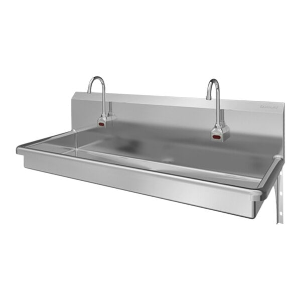 Sani-Lav 5A2A 48" x 20" Wall-Mounted Multi-Station Hands-Free Sink with 2 AC-Powered 2.0 GPM Sensor Faucets