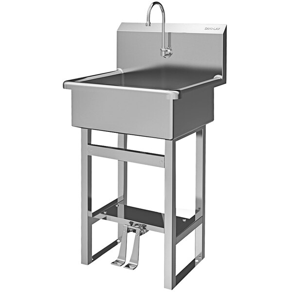 Sani-Lav 524-0.5 23" x 20 1/2" Floor-Mounted Hands-Free Sink with 1 Double Foot-Operated 0.5 GPM Faucet