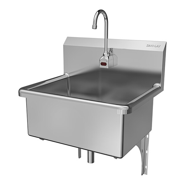 Sani-Lav 531B 25" x 20" Wall-Mounted Hands-Free Scrub Sink with 1 Battery-Powered 2.0 GPM Sensor Faucet