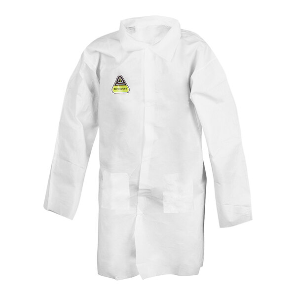 Cordova Defender II White Microporous Film and Non-Woven Polyolefin Collared Lab Coat with 3 Pockets - Extra Large