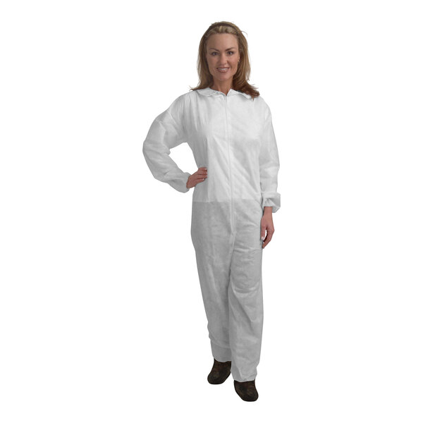 Cordova White Standard Weight Polypropylene Coveralls - Extra Large