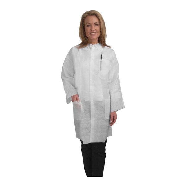 Cordova White Heavy Weight Polypropylene Lab Coat with 2 Pockets and Elastic Wrists - 2X