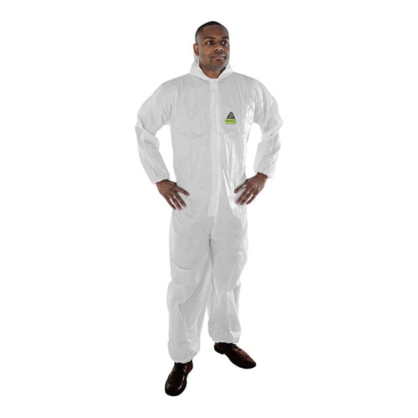 Cordova Defender II White Microporous Film and Non-Woven Polyolefin Coveralls with Elastic Hood, Waist, Wrists, and Ankles - 2X