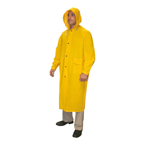 Cordova Renegade 49" Yellow 2-Piece PVC / Polyester Rain Coat - Large