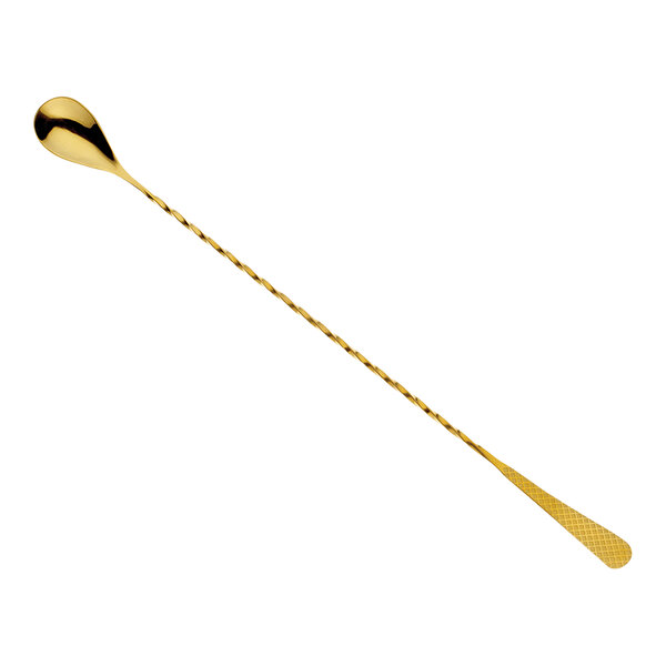 Barfly 13 3/16" Gold-Plated Diamond Lattice Japanese Style Bar Spoon M37204GD