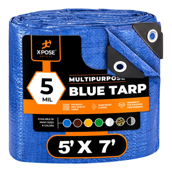 Xpose Safety Blue Weather-Resistant 5 Mil Multipurpose Polyethylene Tarp