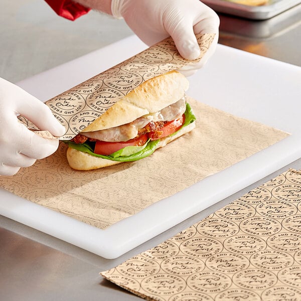 Choice 12" x 12" Kraft Cafe / Made to Order Print Deli Sandwich Wrap Paper - 5000/Case