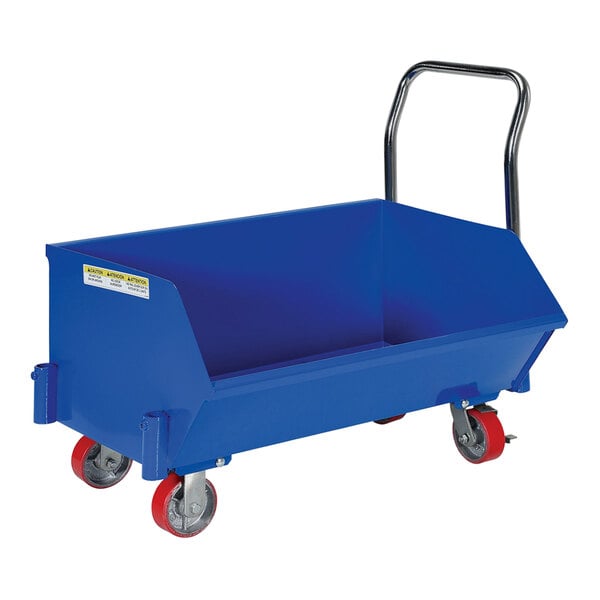 Vestil 0.25 Cubic Yard Mobile Low-Profile Steel Hopper Cart with 2 Rigid / 2 Swivel Casters SLPT-24 - 1,000 lb. Capacity