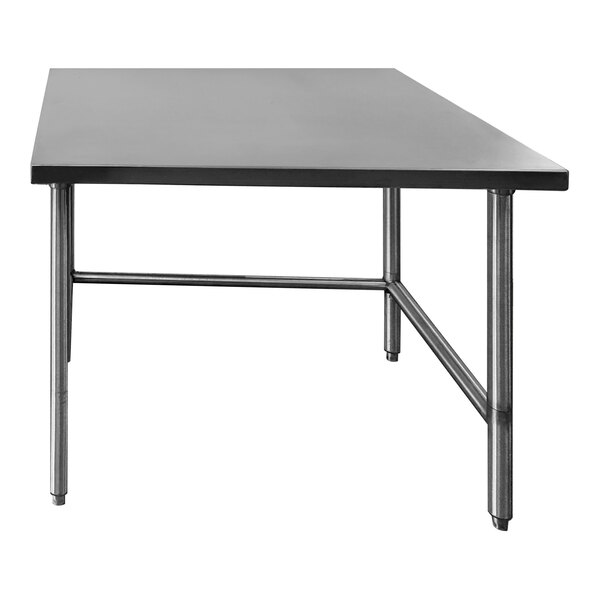 Winholt DTBB-3036-HKD 30" x 36" 16 Gauge 300 Stainless Steel Open Base Work Table with 5" Backsplash